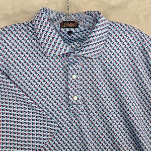 Rafter C Mens XL Texas Print Short Sleeve Peformance Polo Shirt Polyester